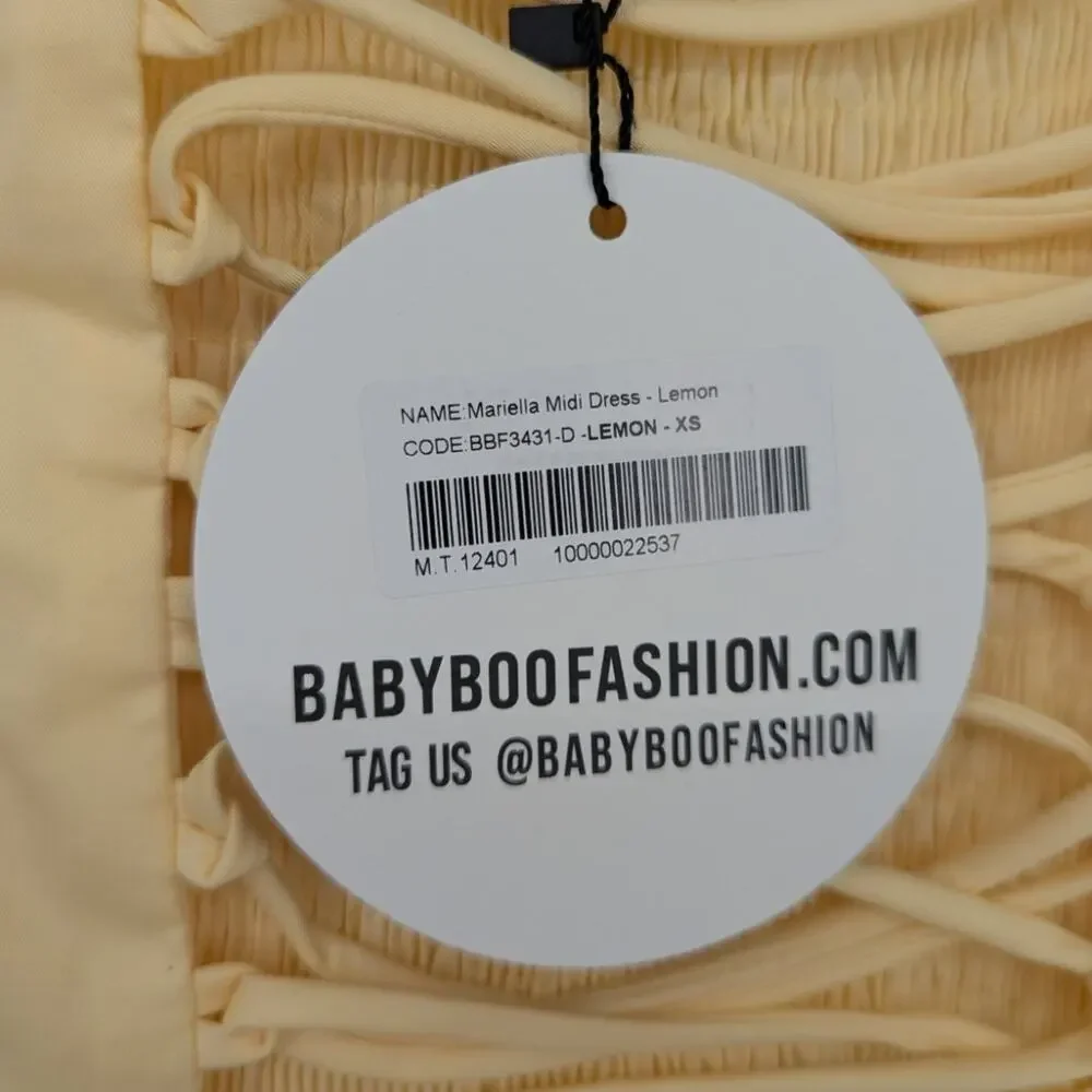 Babyboo Mariella Midi Dress Lemon Corset Lace-Up Fit & Flare XS NWT